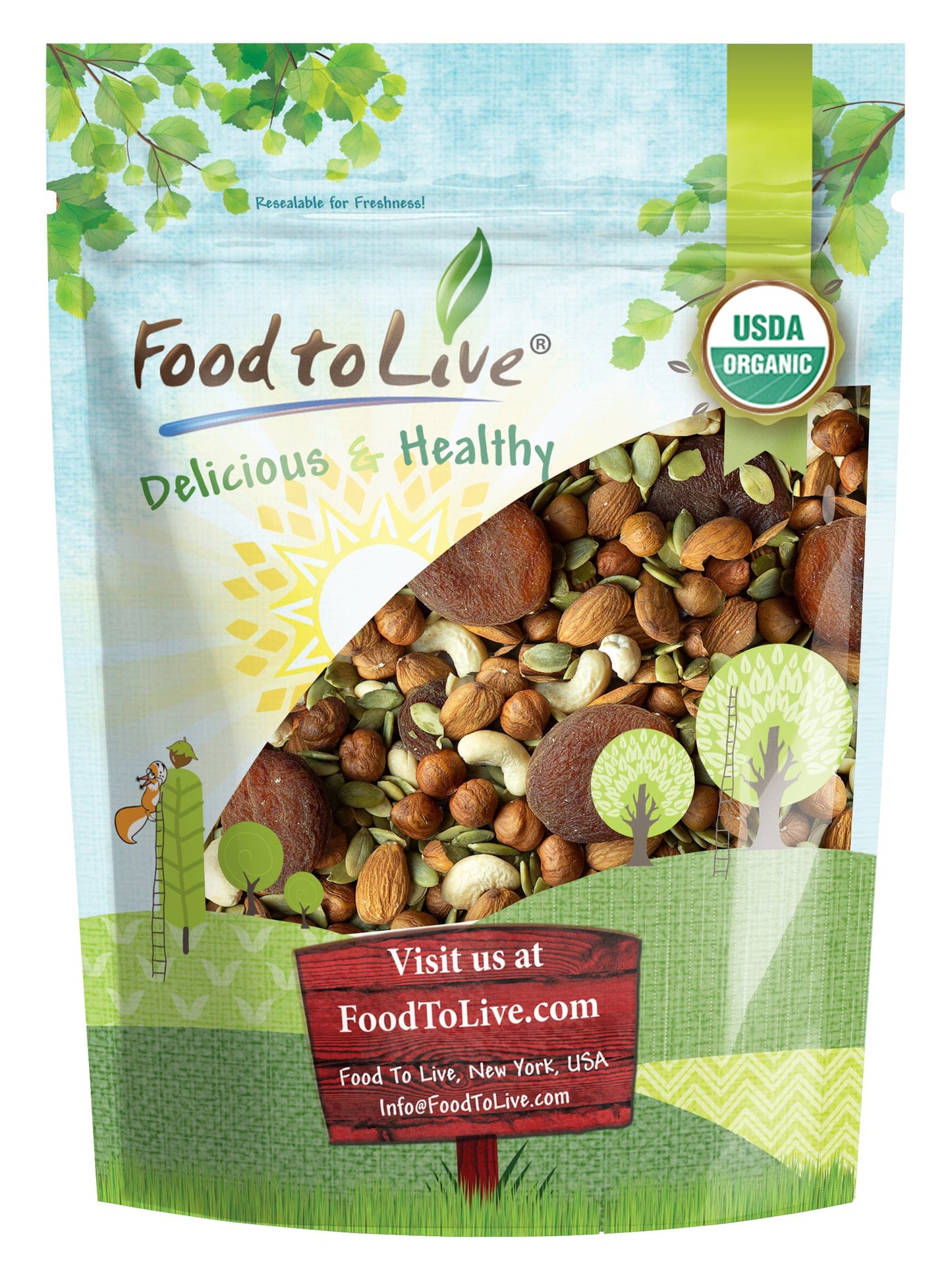 Organic Active Life Trail Mix — Raw and Non-GMO Snack Mix Contains Cashews, Pumpkin Seeds, Apricots, Hazelnuts, Almonds. Vegan, Kosher, Bulk