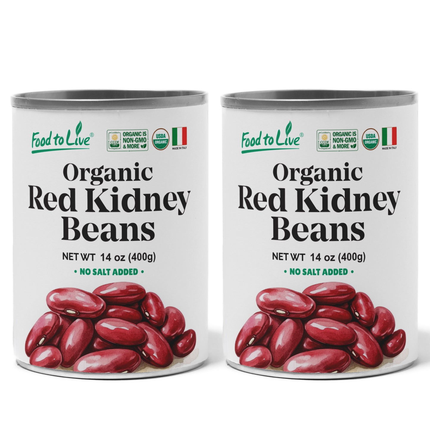Organic Canned Red Kidney Beans – Unsalted, Non-GMO, Vegan. Ready to Eat. Perfect for Salads, Soups, Pasta e Fagioli. Wholesale – by Food to live