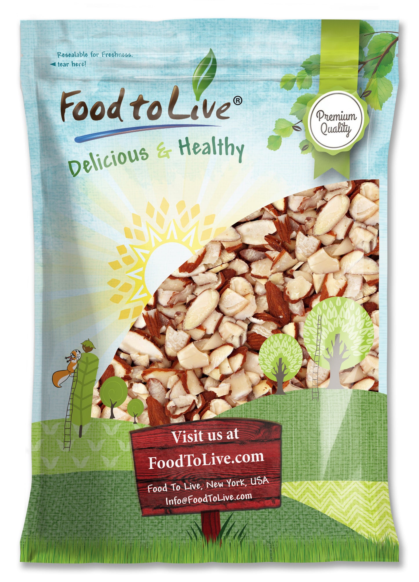 Dry Roasted Natural Sliced Almonds with Himalayan Salt - by Food to Live