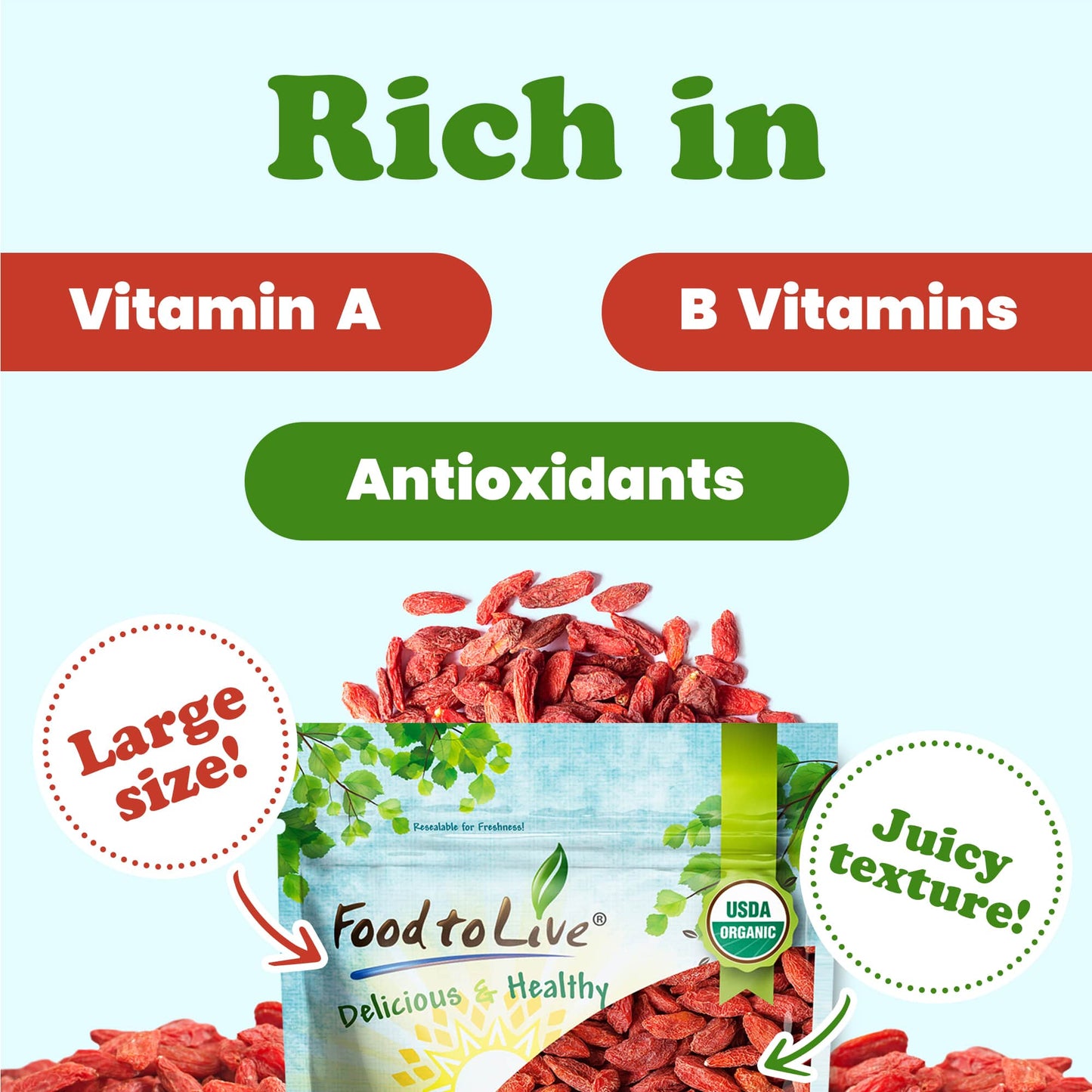 Organic Goji Berries - by Food To Live