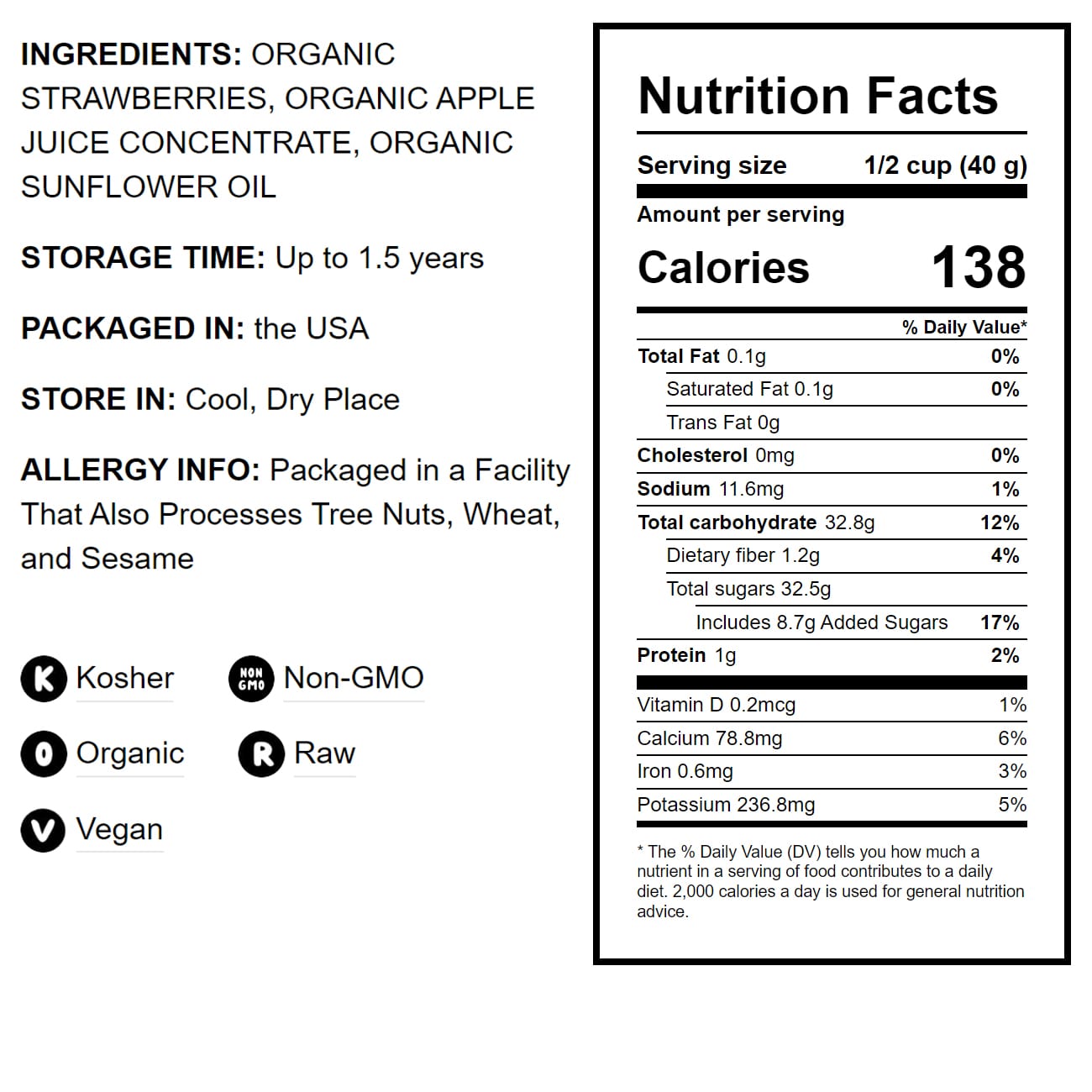 Organic Dried Strawberries - by Food To Live