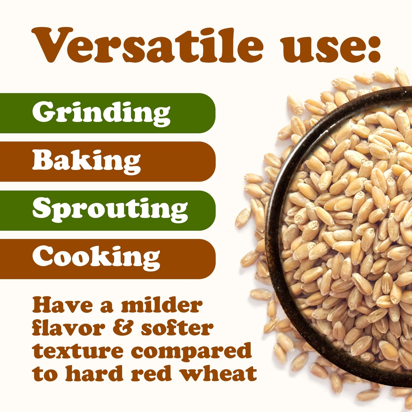 Organic Soft White Wheat Berries - by Food To Live