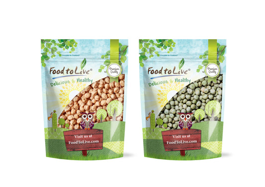 Premium Pulses Bundle, 2 Pack - Chickpeas (5 LB), Whole Green Peas (5 LB) - by Food To Live
