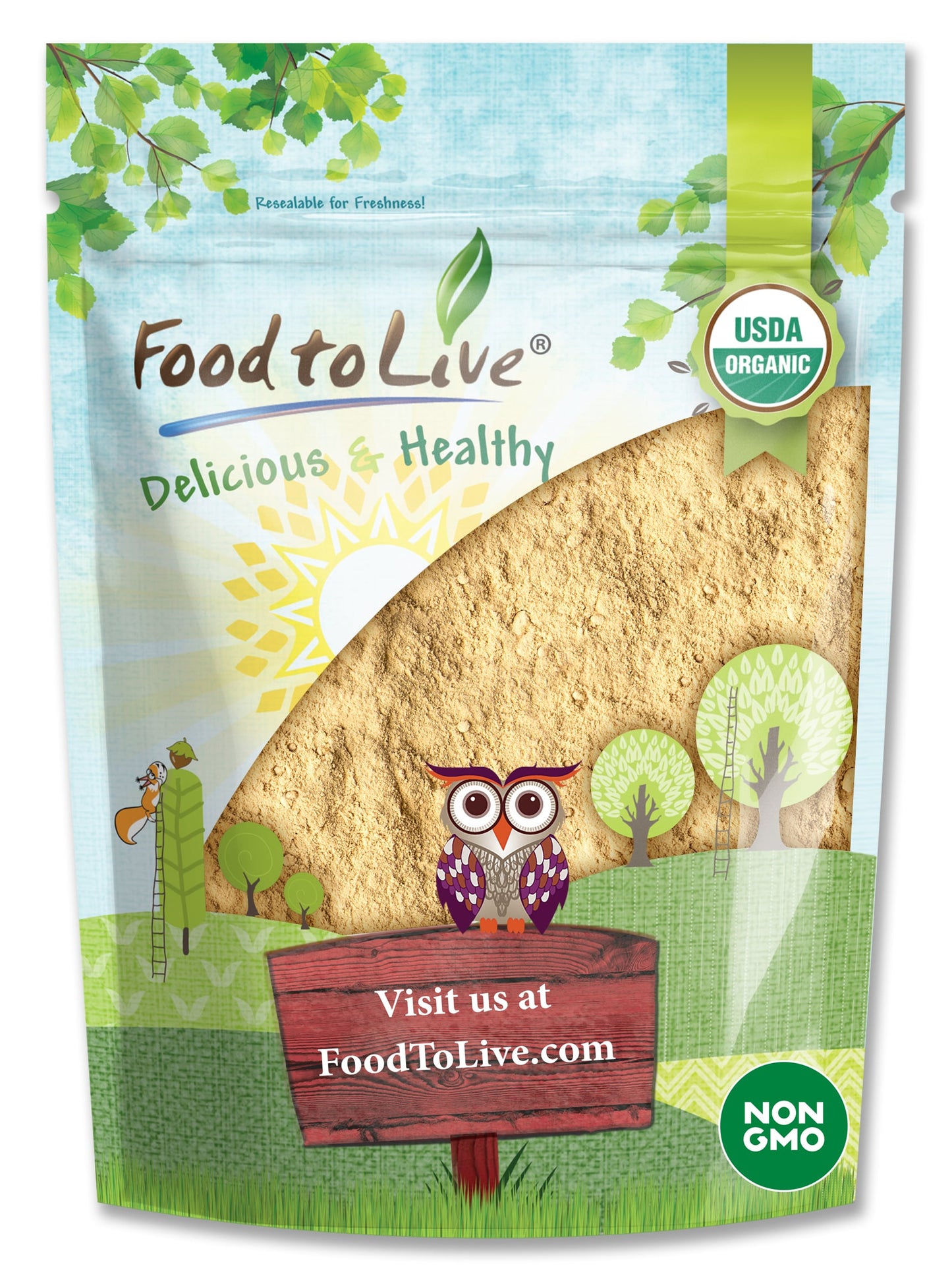 Organic Yellow Maca Powder - Non-GMO, Kosher, Raw Ground Maca Root, Vegan, Flour, Bulk - by Food to Live