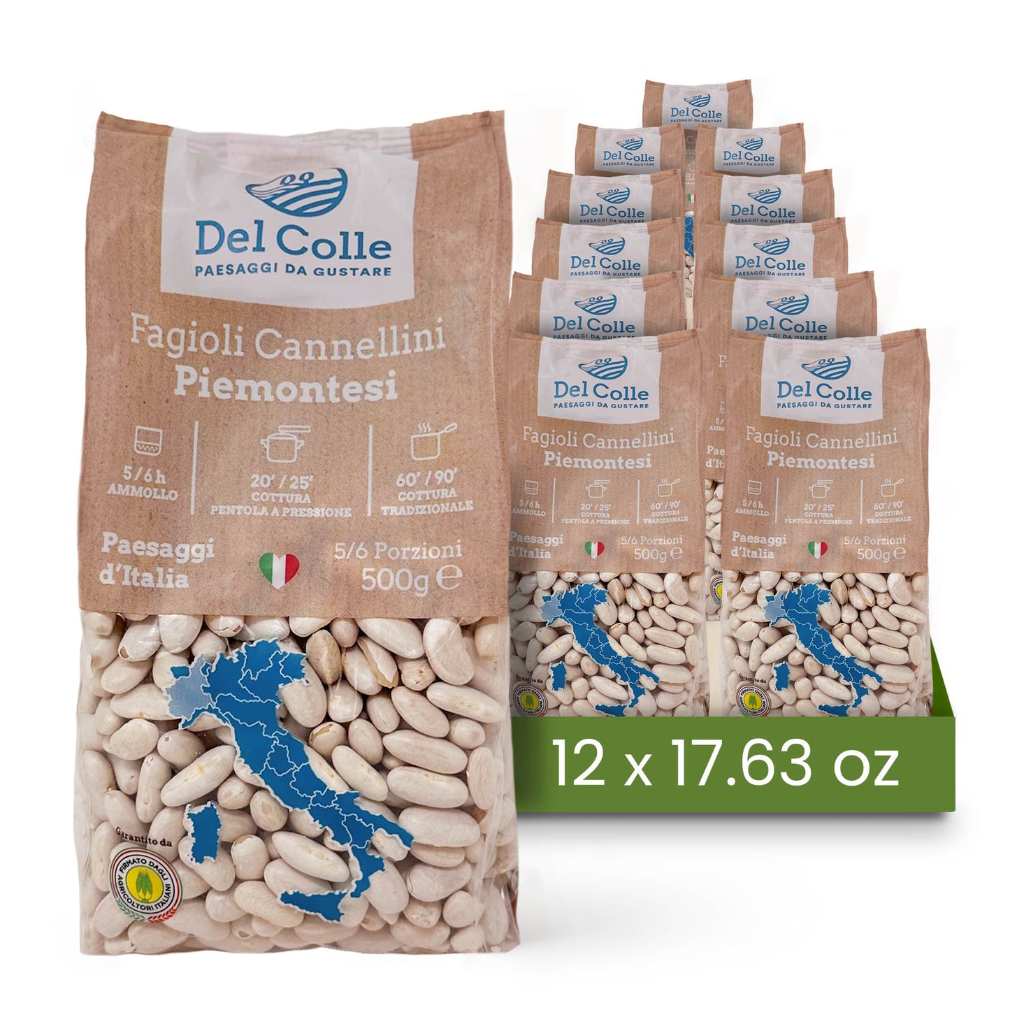 Del Colle Piemonte Cannellini Beans, 1.1 LB (500 g) – Sproutable, Vegan, Kosher