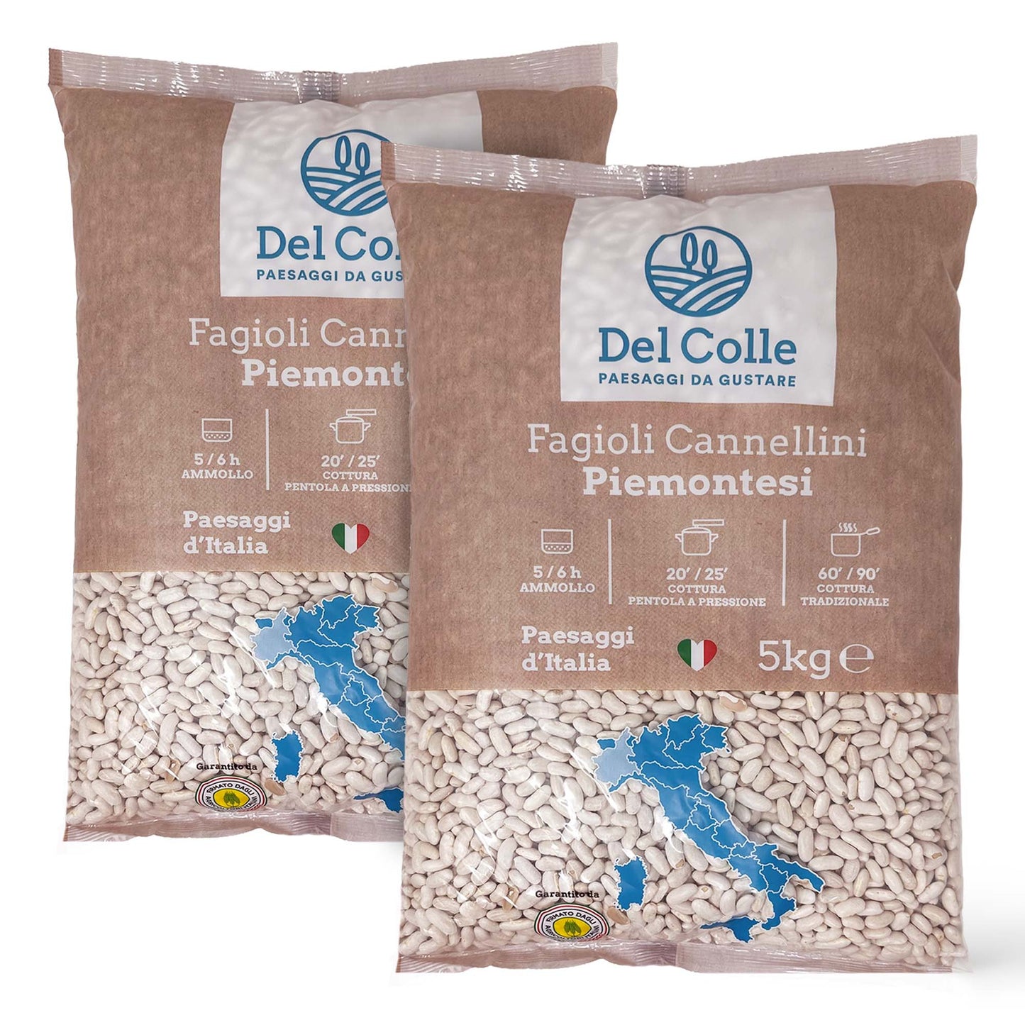 Del Colle Piemonte Cannellini Beans, 11 LBS (5 kg) – Sproutable, Vegan, Kosher