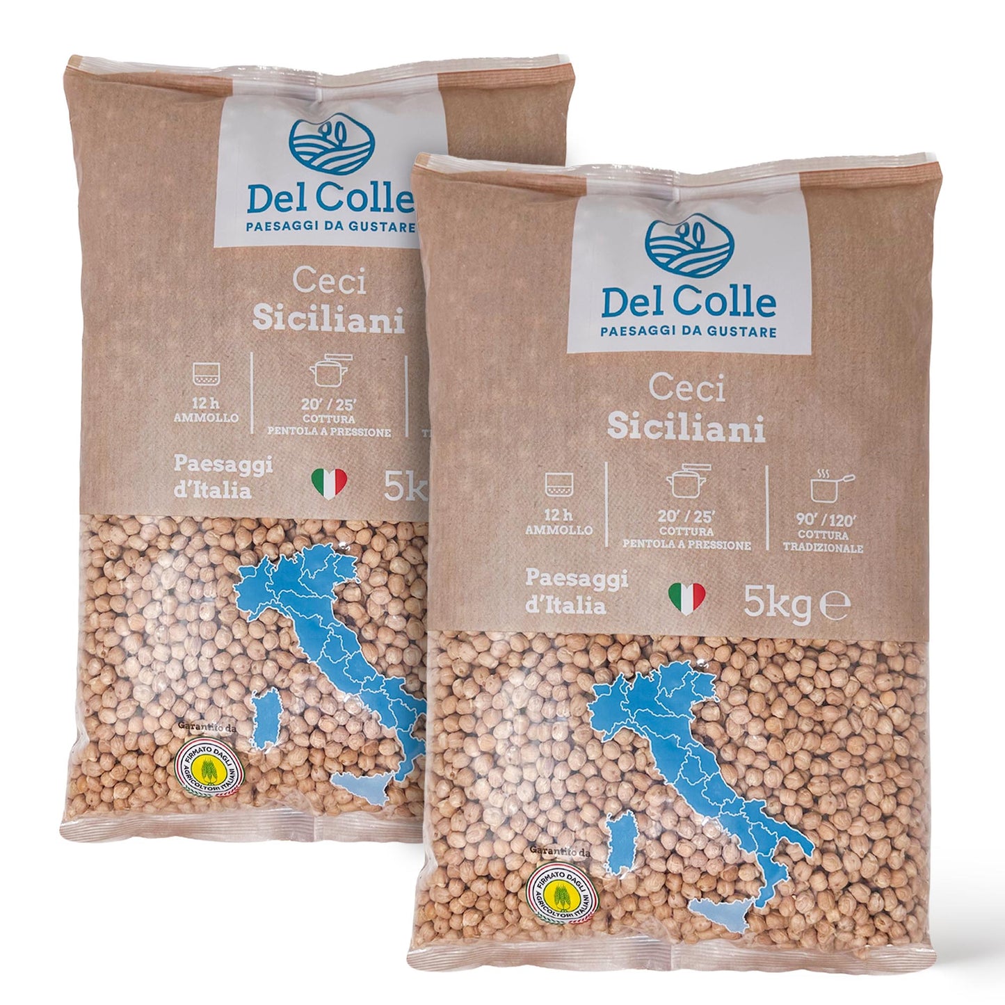 Del Colle Sicilian Chickpeas, 11.02 LBS (5 kg) – Sproutable, Vegan, Kosher, Bulk