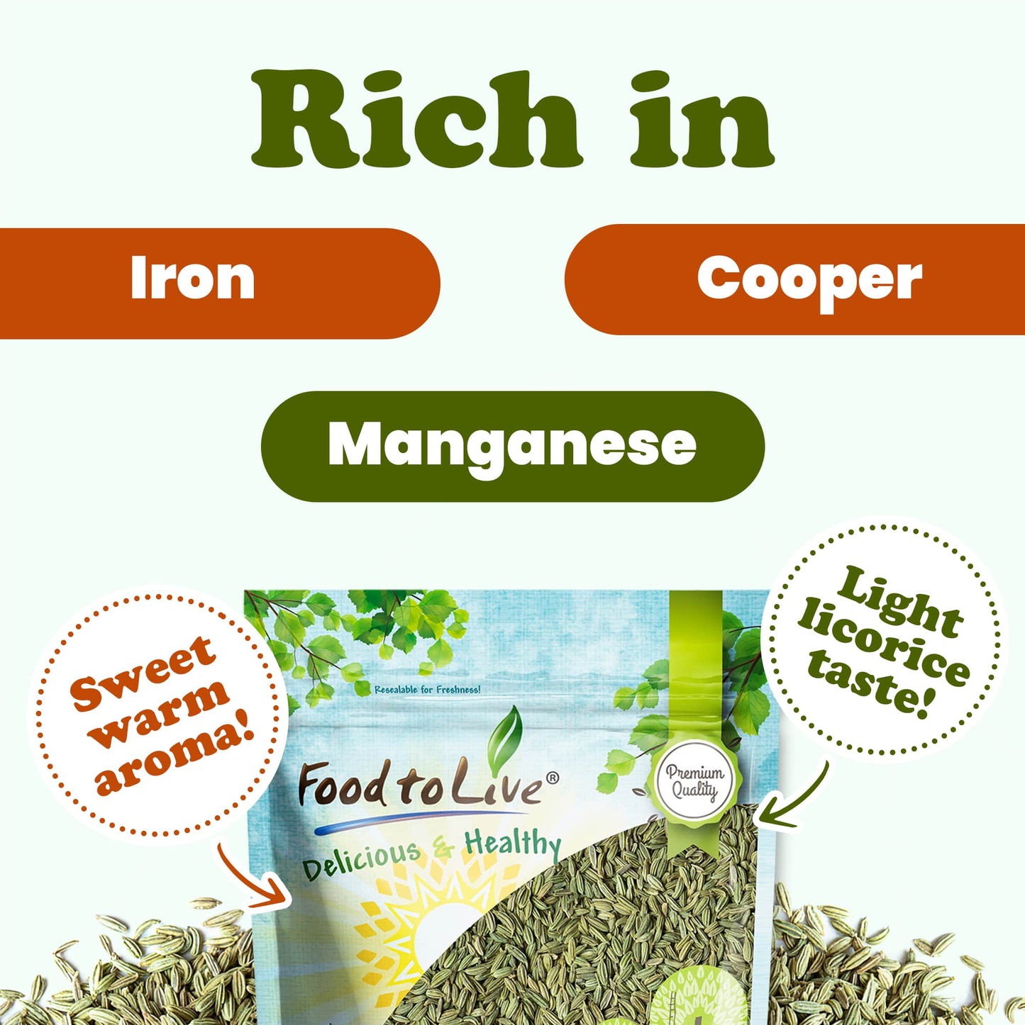 Fennel Seeds - by Food To Live