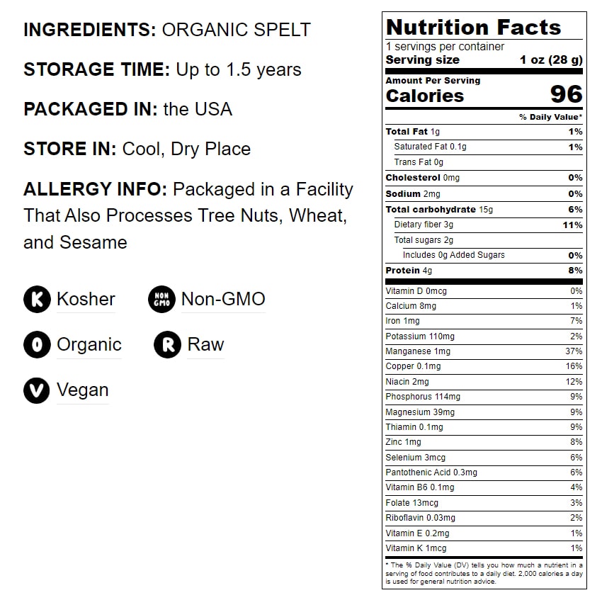 Organic Spelt Flour - by Food To Live