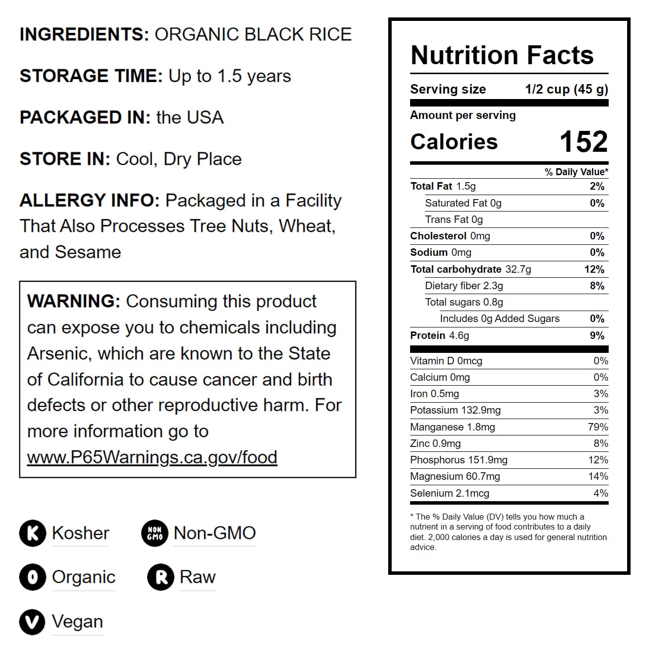 Organic Black Rice - by Food To Live