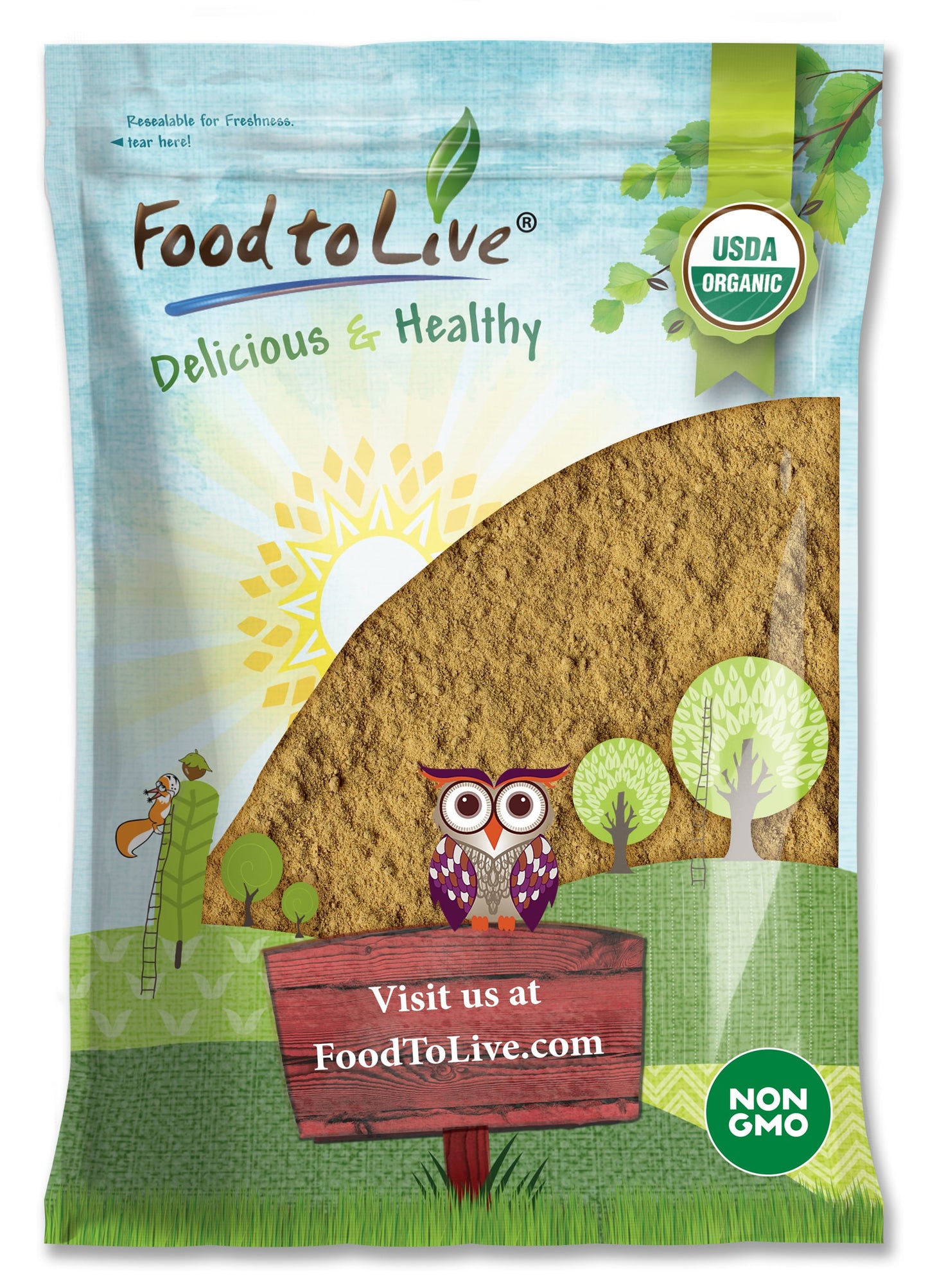 Organic Ginger Root Powder - Non-GMO, Kosher, Bulk, Raw Ground Ginger Root, Flour, Sirtfood - by Food to Live