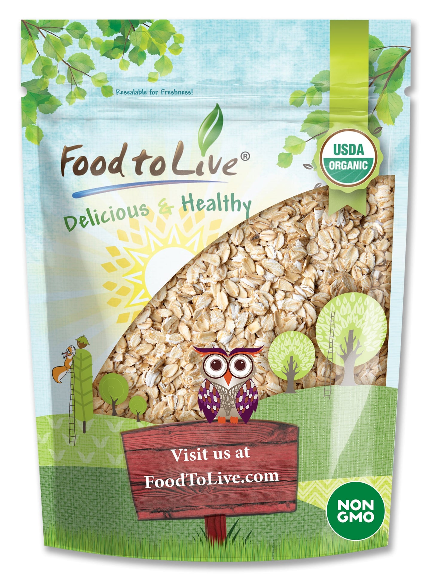 Certified Gluten Free Organic Regular Rolled Oats - by Food To Live