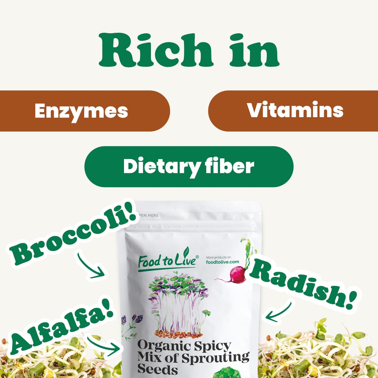 Organic Spicy Mix of Sprouting Seeds - by Food To Live