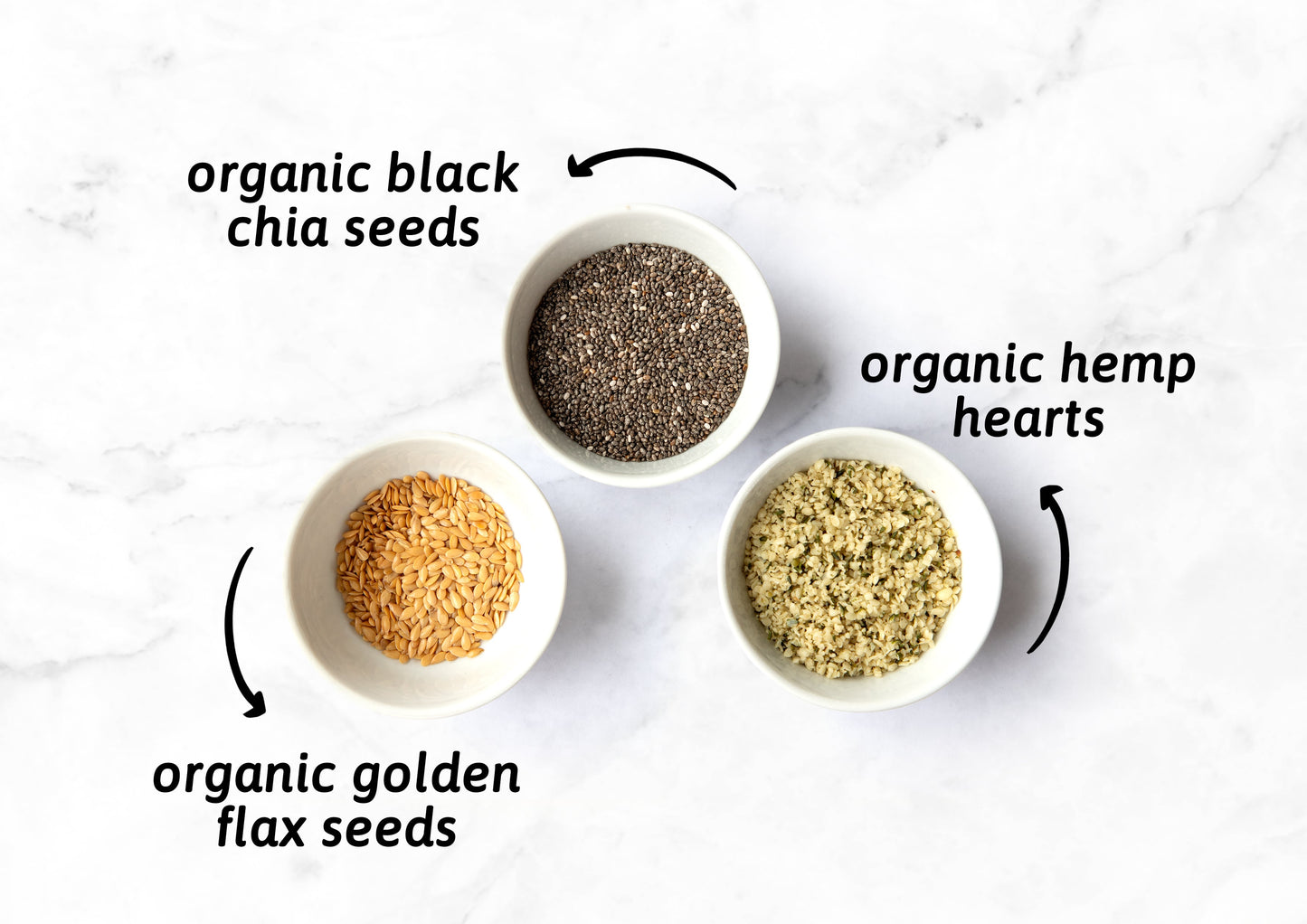 Organic Chia, Flax, and Hemp Seeds Mix – A Non-GMO Blend of Seeds, Vegan, Bulk