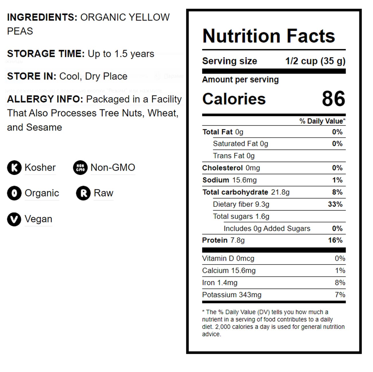 Organic Split Yellow Peas - by Food To Live