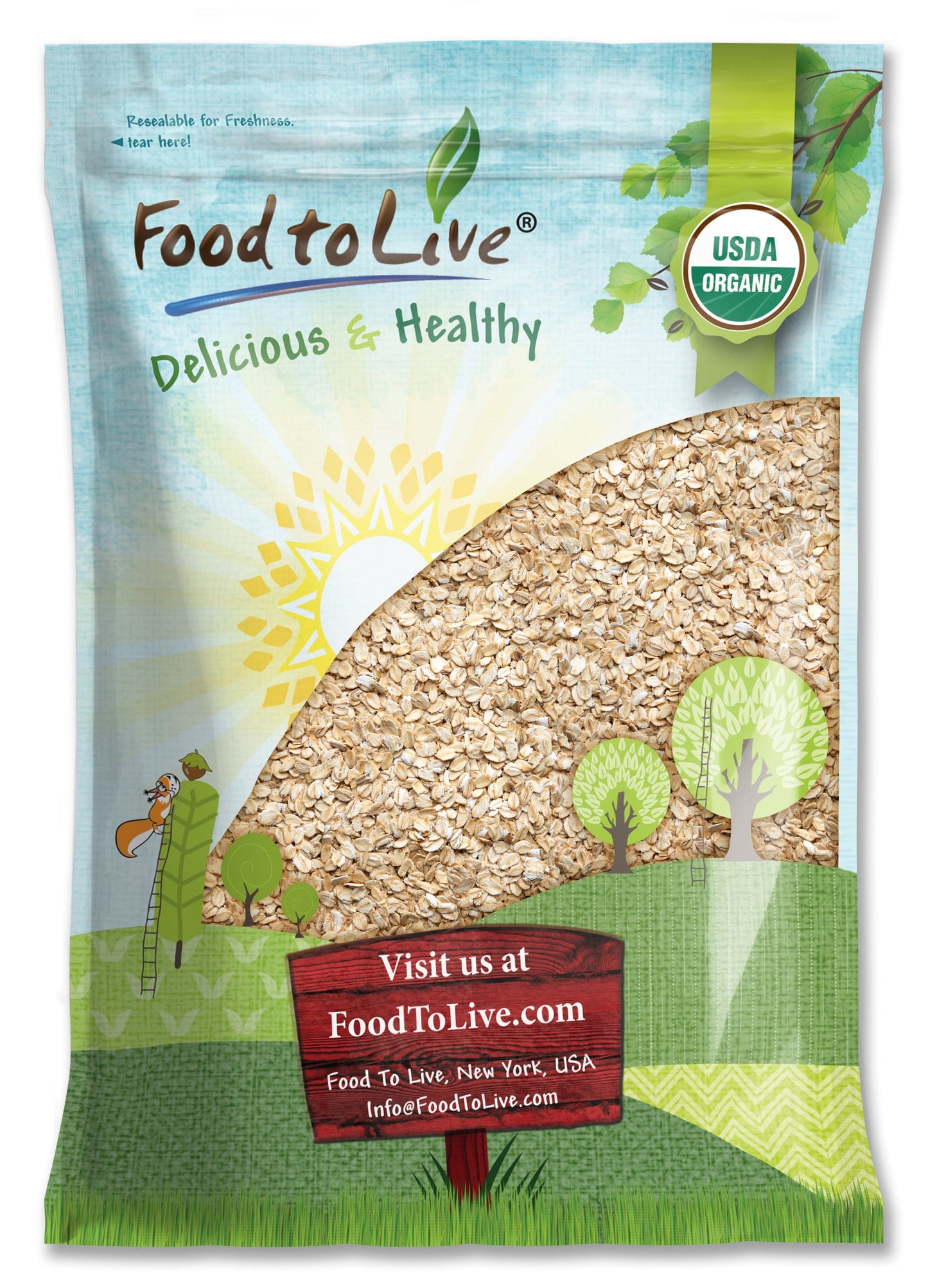 Certified Gluten Free Organic Regular Rolled Oats - by Food To Live