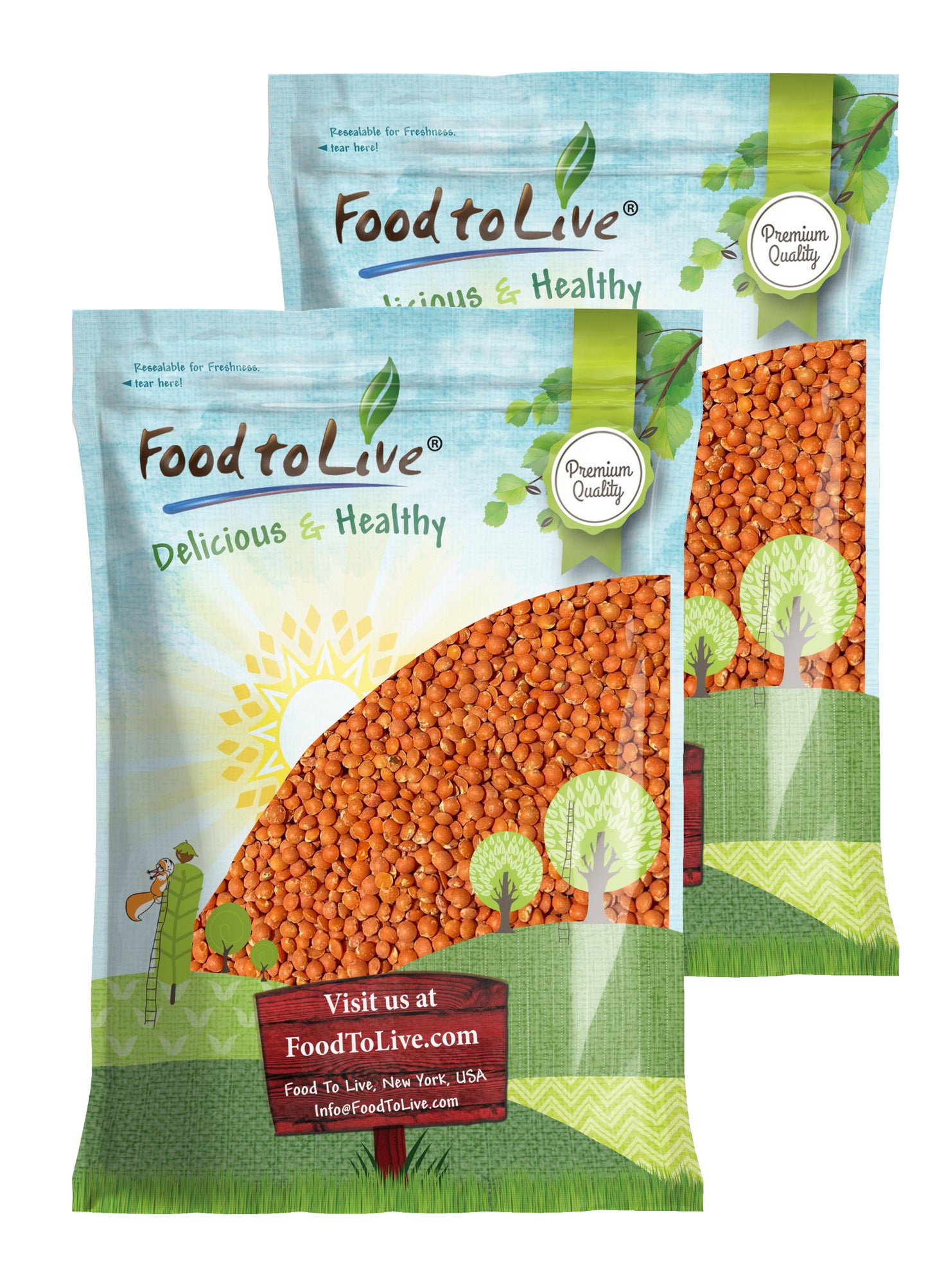 Organic Red Lentils (Football) - by Food to Live