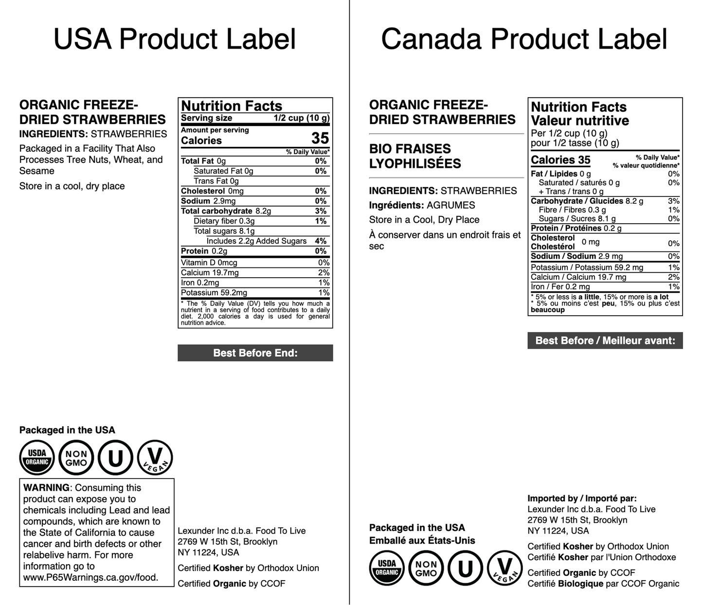 Organic Freeze-Dried Strawberries – by Food to Live