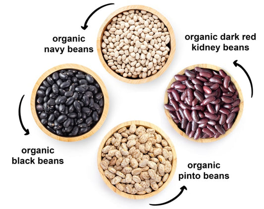 Organic Dry Beans Bundle (4 pack) - Dark Red Kidney Beans (5 LB), Pinto Beans (5 LB), Black Beans (5 LB), Navy Beans (5 LB) - by Food To Live