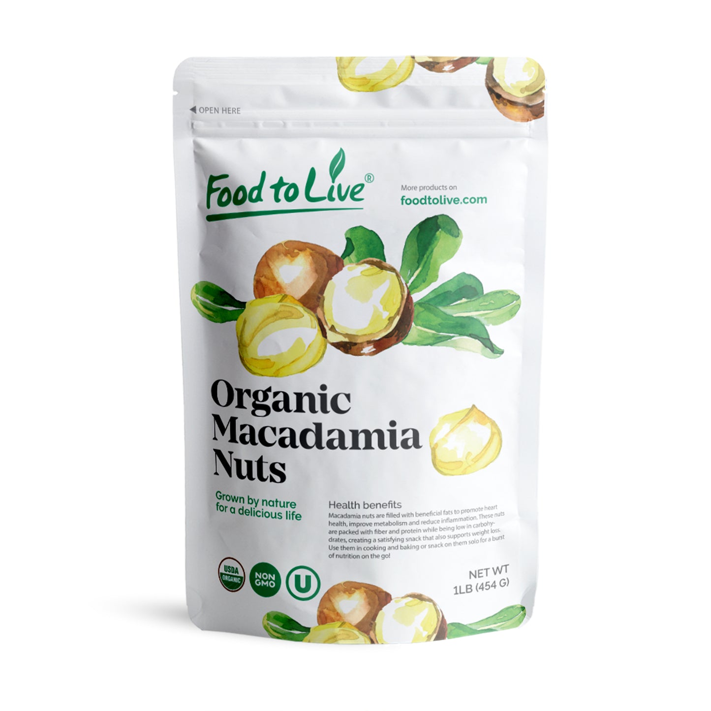 Organic Dry Roasted Whole Macadamia Nuts with Himalayan Salt - by Food To Live