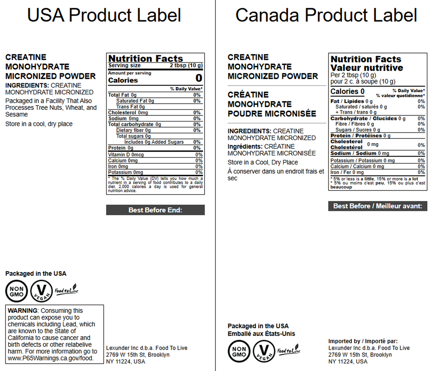 Creatine Monohydrate Micronized Powder – by Food to Live