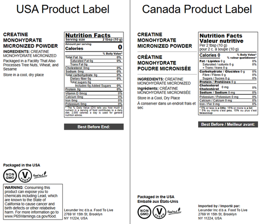 Creatine Monohydrate Micronized Powder – by Food to Live