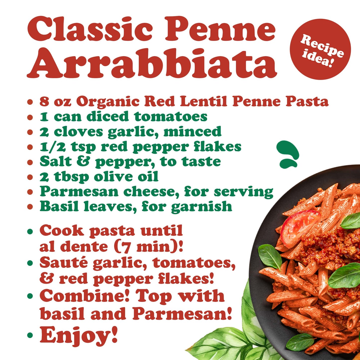Organic Red Lentil Penne Pasta, 8.8 OZ – Non-GMO, Single Ingredient.  Vegan. Made in Italy.