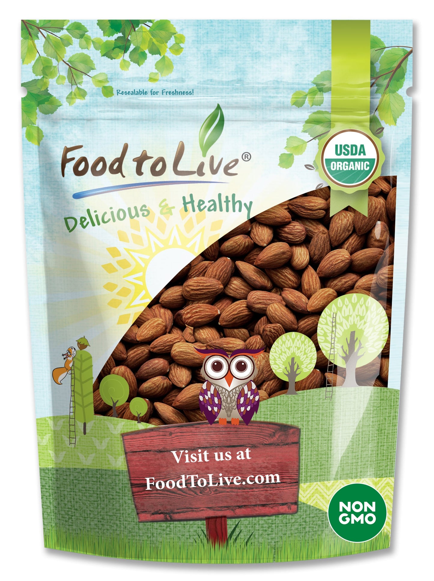 Organic Dry Roasted Almonds - by Food To Live