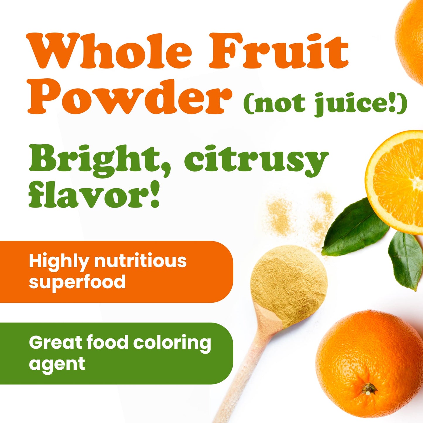 Orange Juice Powder — Made from Raw Dried Citrus Fruit, Unsulfured, Vegan, Bulk, Great for Baking, Juices, Smoothies, Yogurts, and Instant Breakfast Drinks, No Sulphites — by Food to Live
