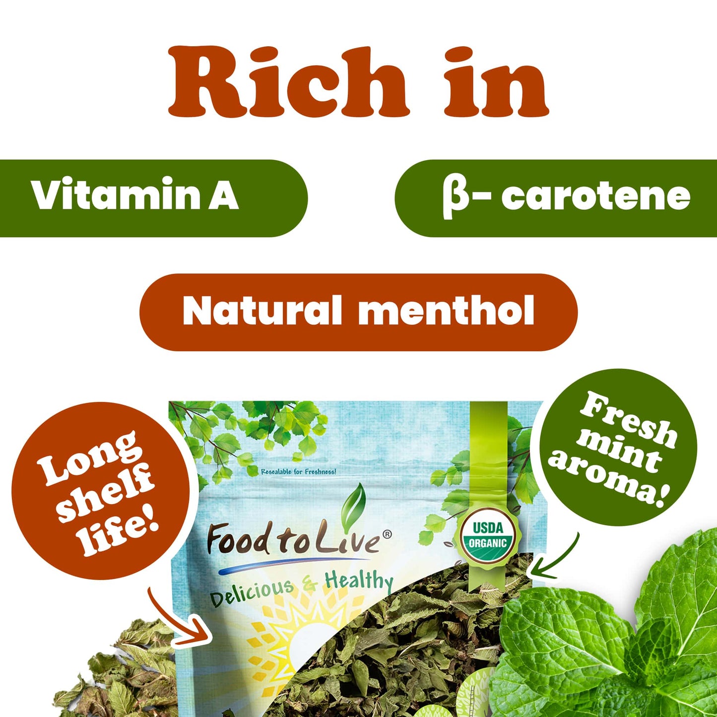 Organic Peppermint Leaves - by Food To Live