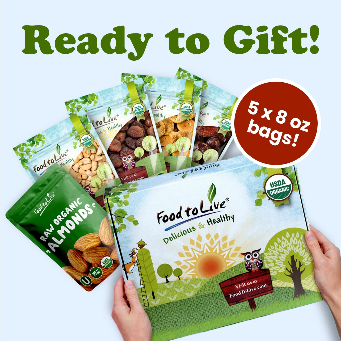 Organic Dried Nuts & Fruits in a Gift Box - by Food To Live