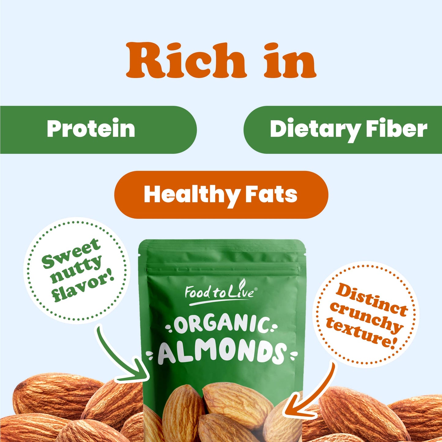 Organic California Almonds –  by Food to Live