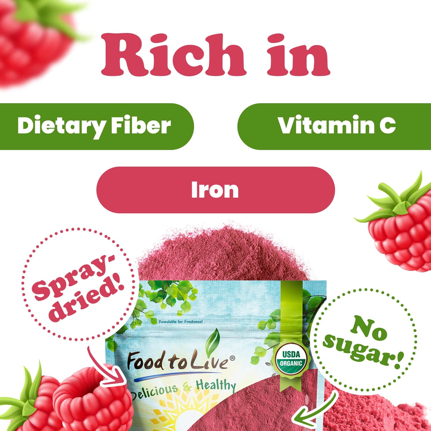Organic Raspberry Powder - by Food To Live