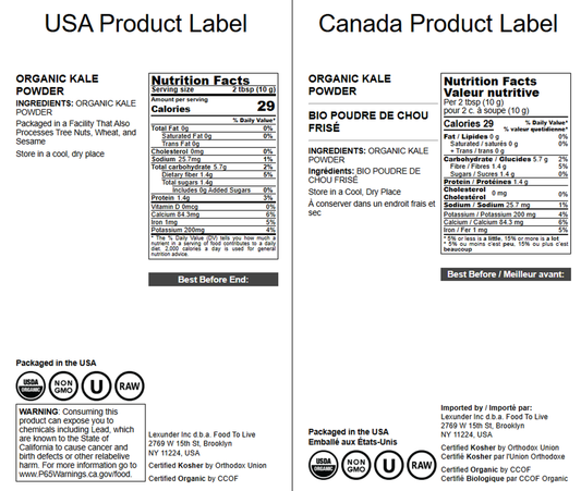 Organic Kale Powder - by Food To Live