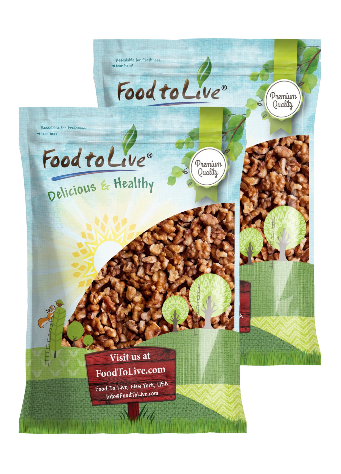 Dry Roasted Walnut Halves and Pieces with Himalayan Salt