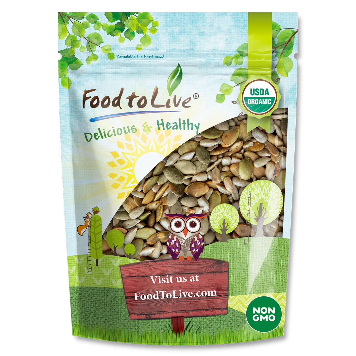 Organic Dry Roasted Sunflower and Pumpkin Seed Mix - by Food To Live