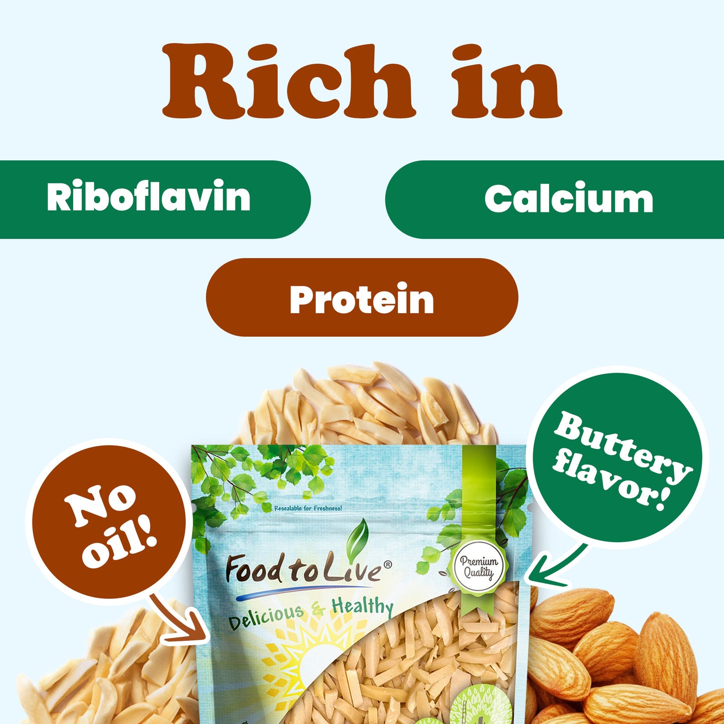 Dry Roasted Blanched Slivered Almonds with Himalayan Salt - by Food To Live