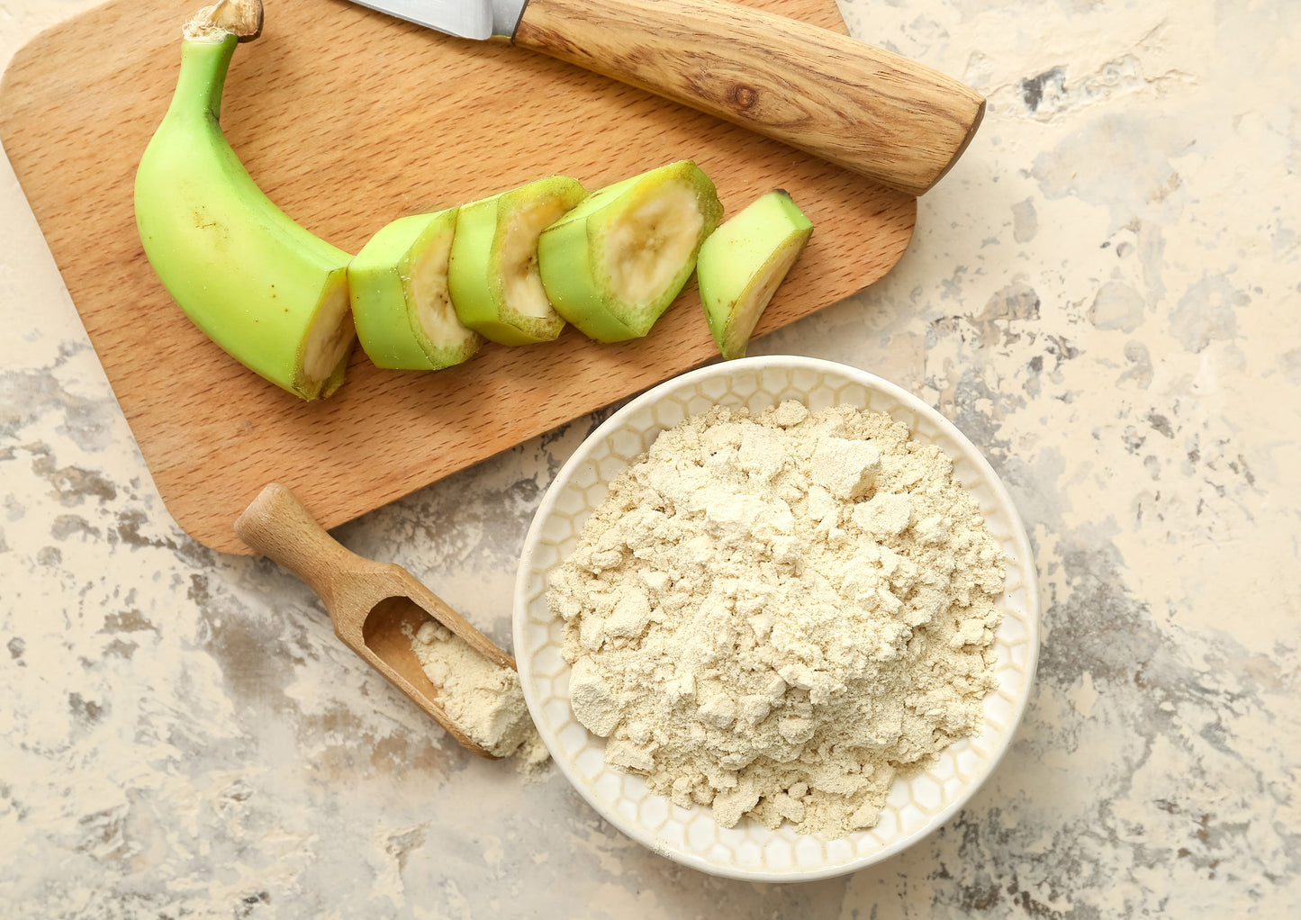 Organic Dried Green Banana Powder - Non-GMO, Whole Fruit Flour, Finely Ground, Pure, No Sugar Added, Unsulfured, Vegan, Bulk. Good Source of Resistant Starch and Prebiotic Fiber. Great for Baking