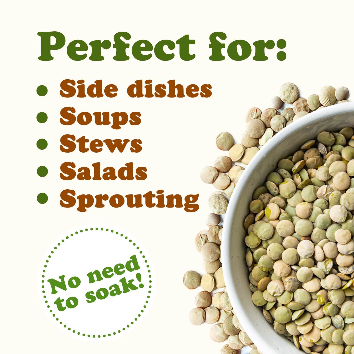 Green Lentil Whole — Non-GMO Verified, Kosher, Bulk - by Food to Live