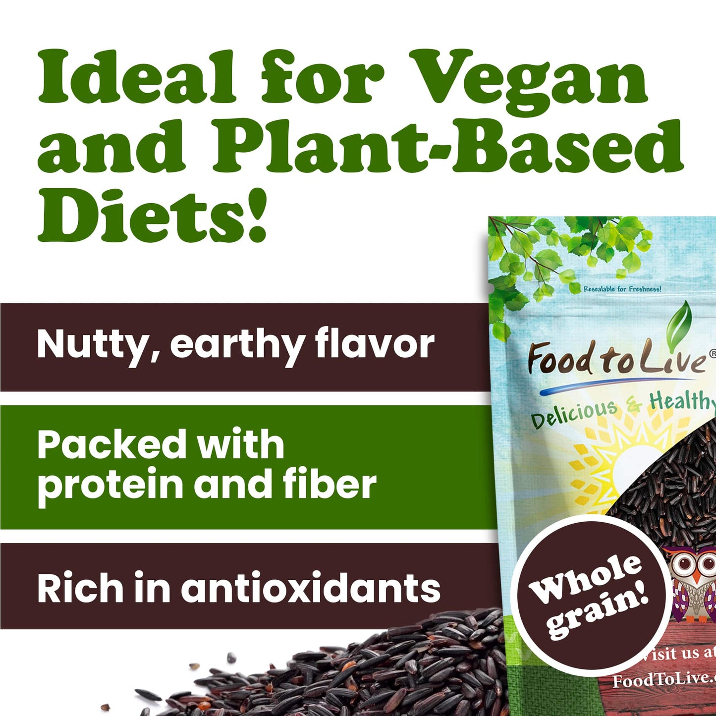 Organic Black Rice - by Food To Live