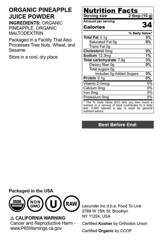 Organic Pineapple Powder - by Food To Live