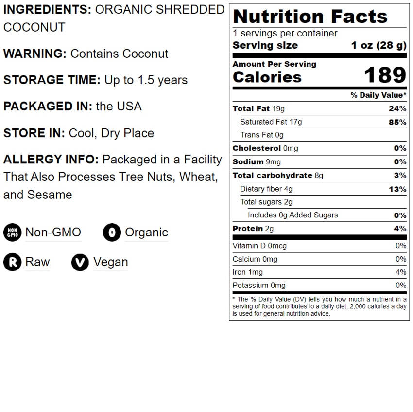 Organic Fine Shredded Coconut - by Food To Live