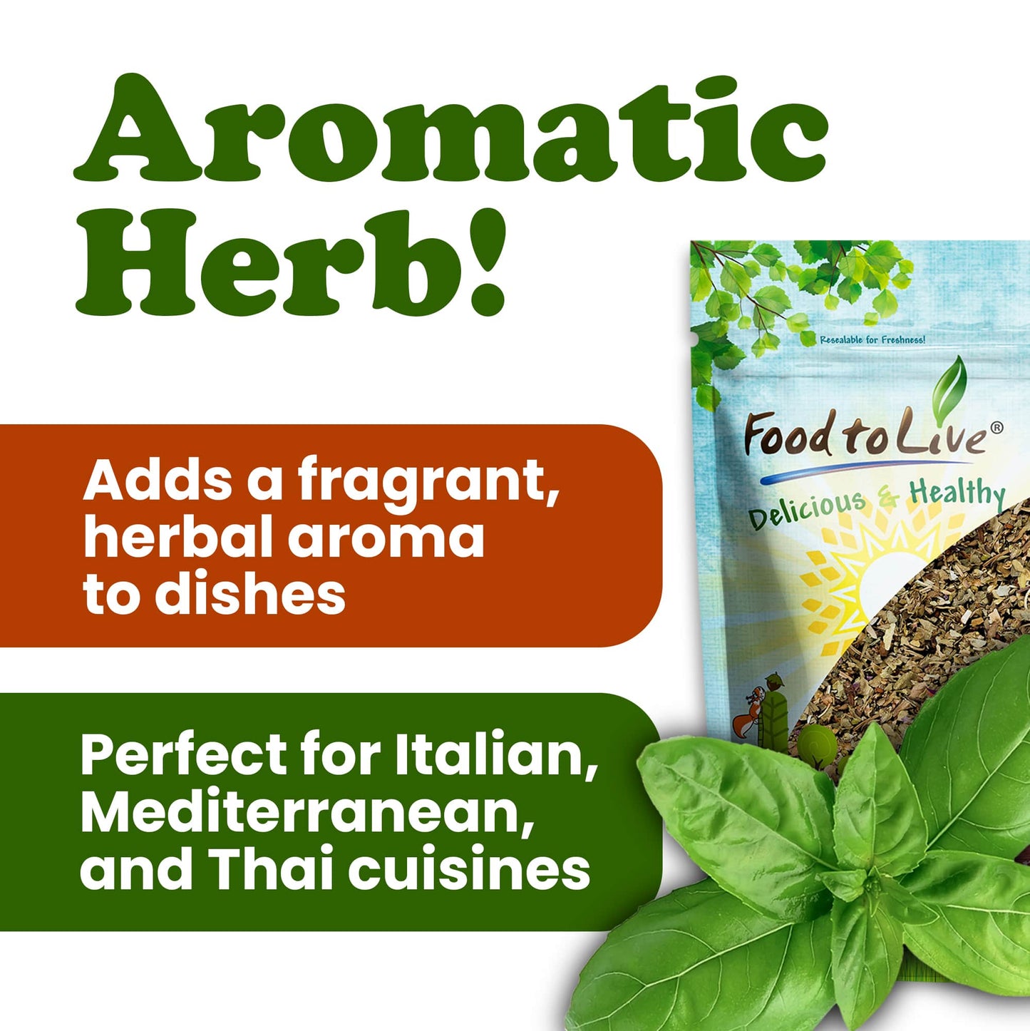 Organic Basil Leaves - by Food To Live