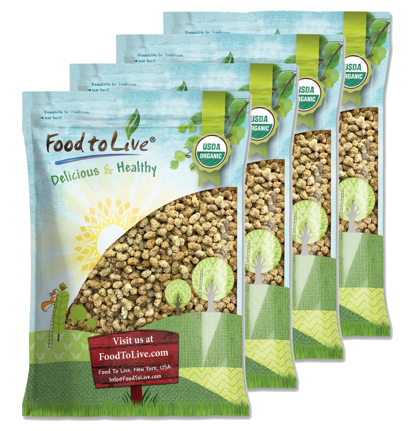 Organic Dried White Mulberries - by Food To Live