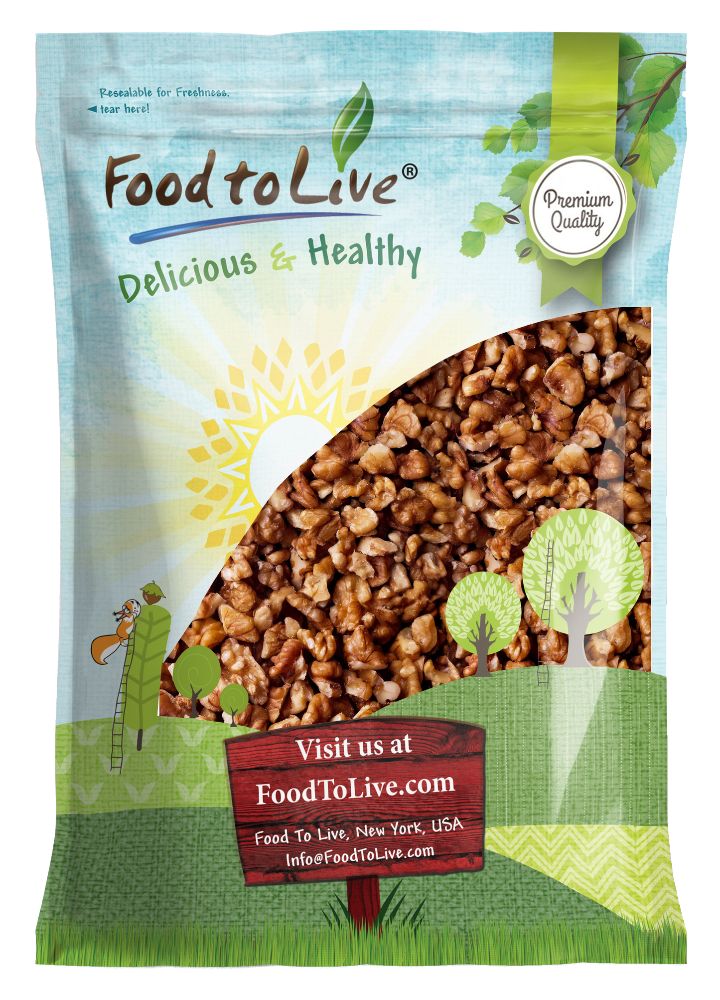 Walnuts, Halves and Pieces, Roasted – Vegan, Kosher, Bulk – by Food to Live