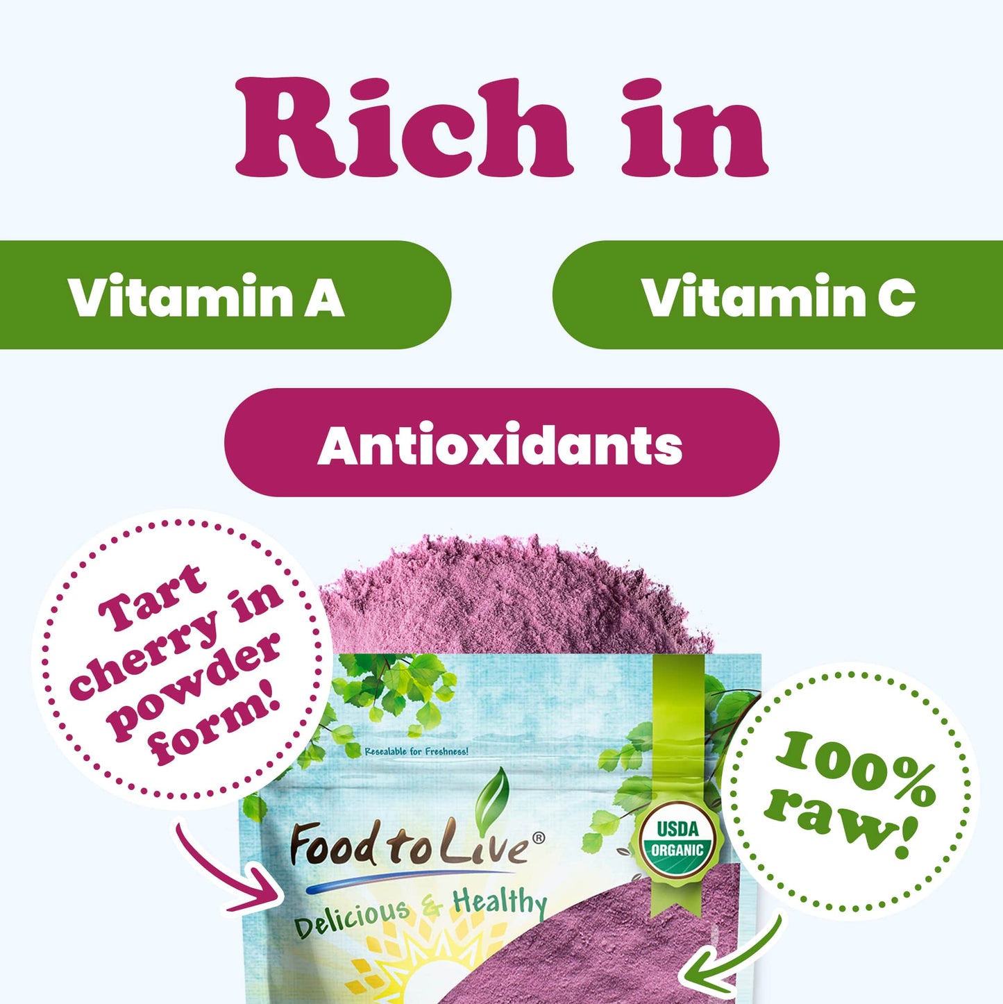 Organic Cherry Juice Powder - by Food To Live