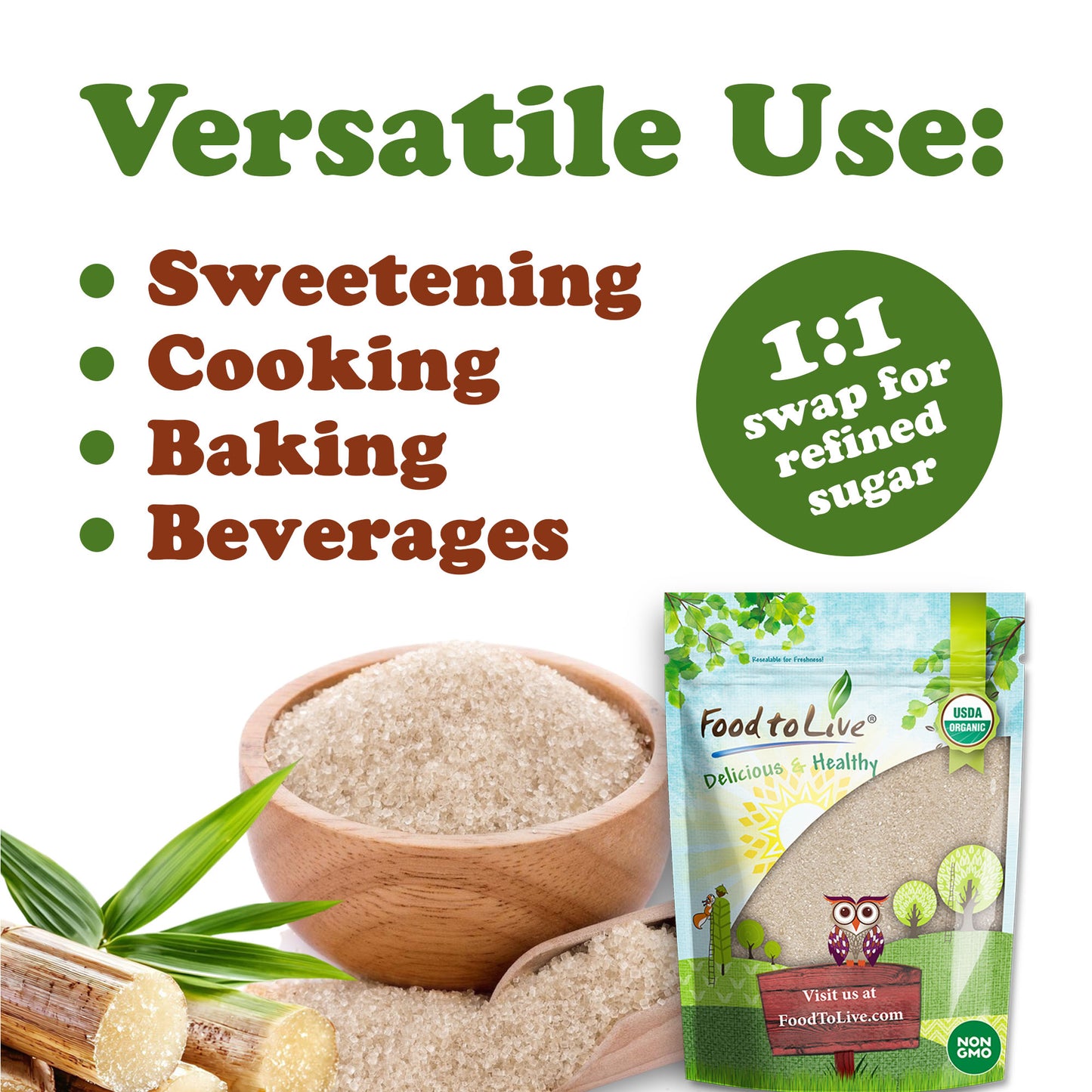 Organic Cane Sugar - by Food to Live