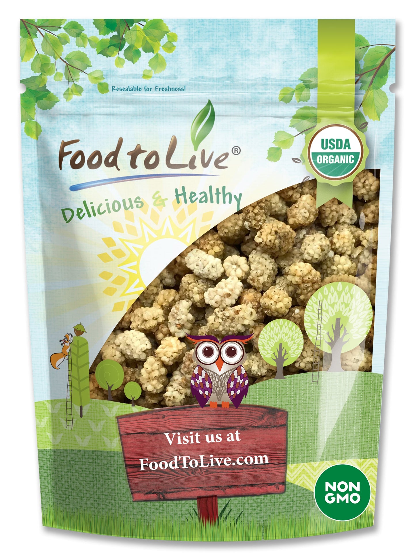 Organic Dried White Mulberries - by Food To Live