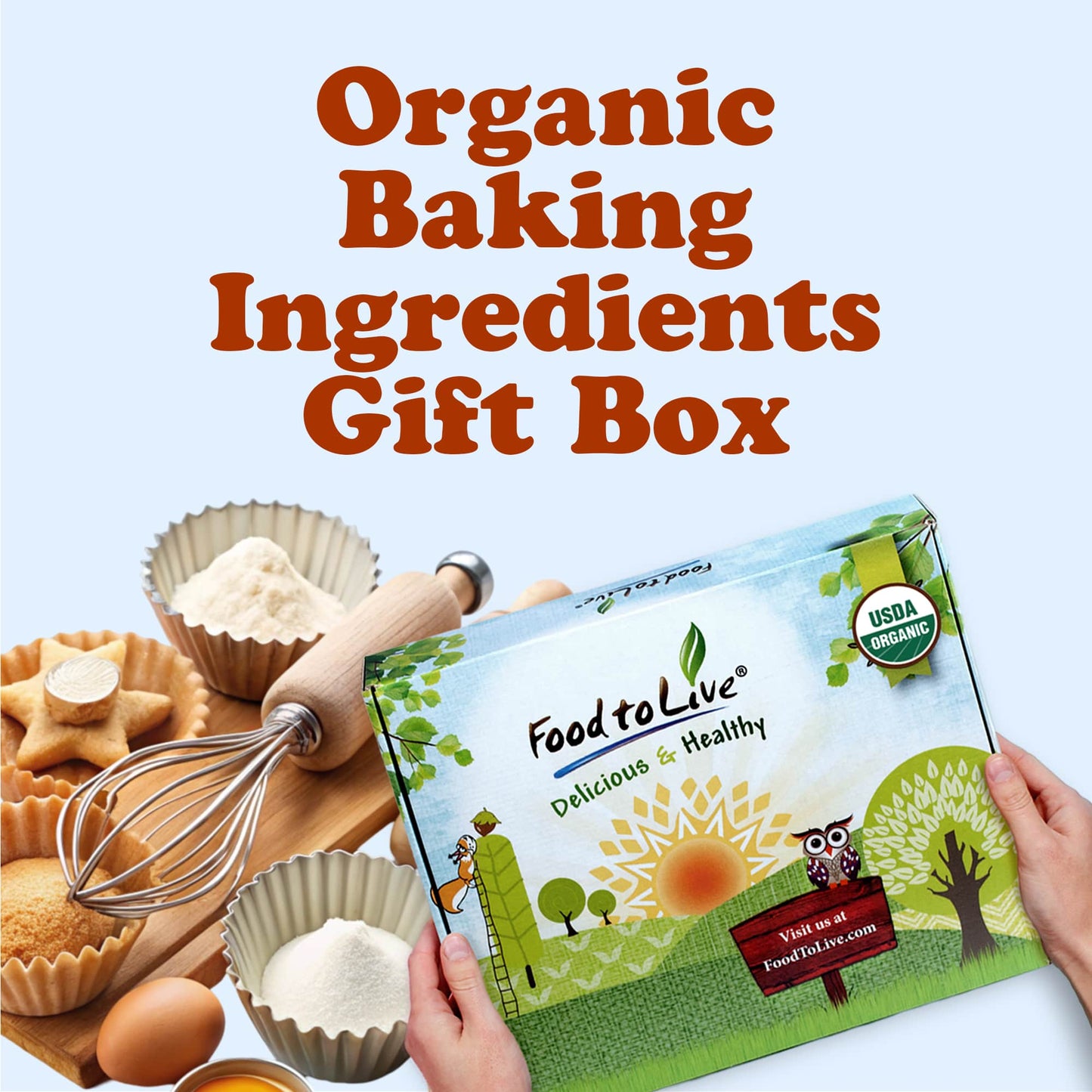Organic Baking Ingredients in a Gift Box - by Food To Live