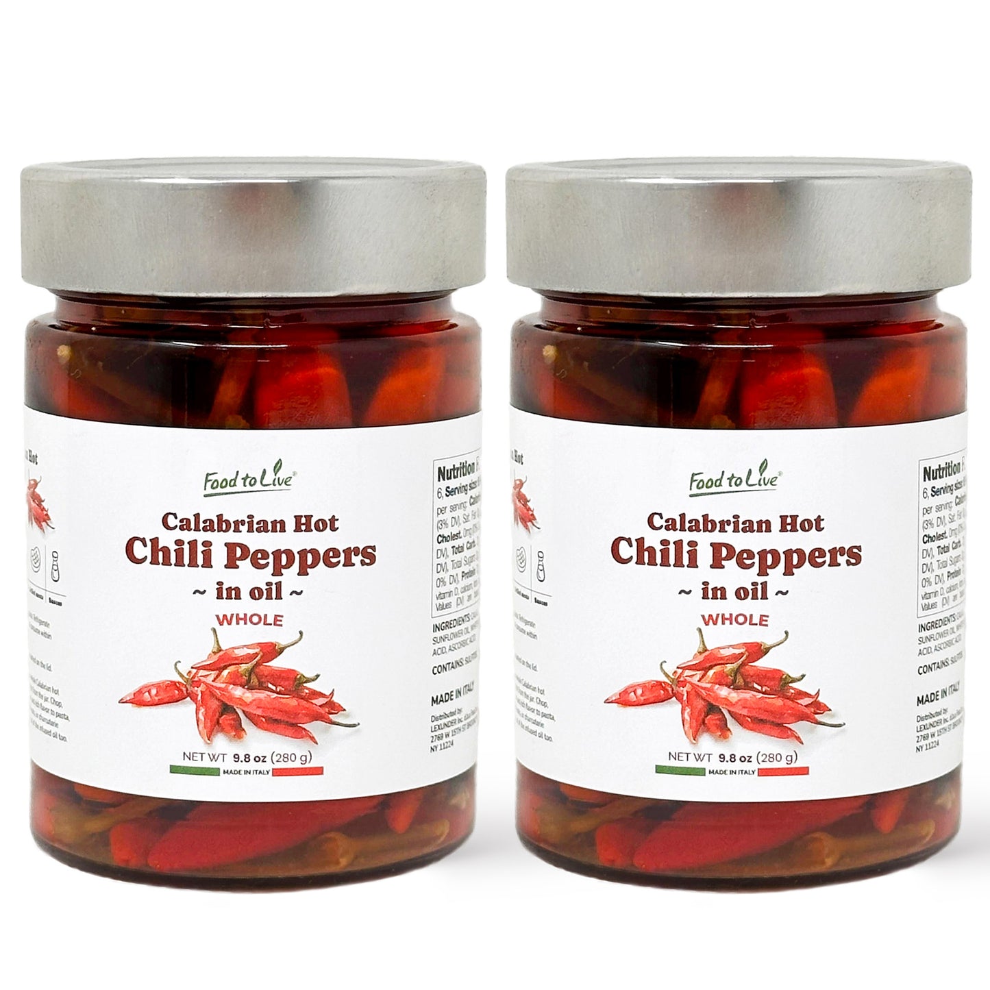 Whole Long Calabrian Hot Chili Peppers in Oil, 280 g - Spicy and Savory